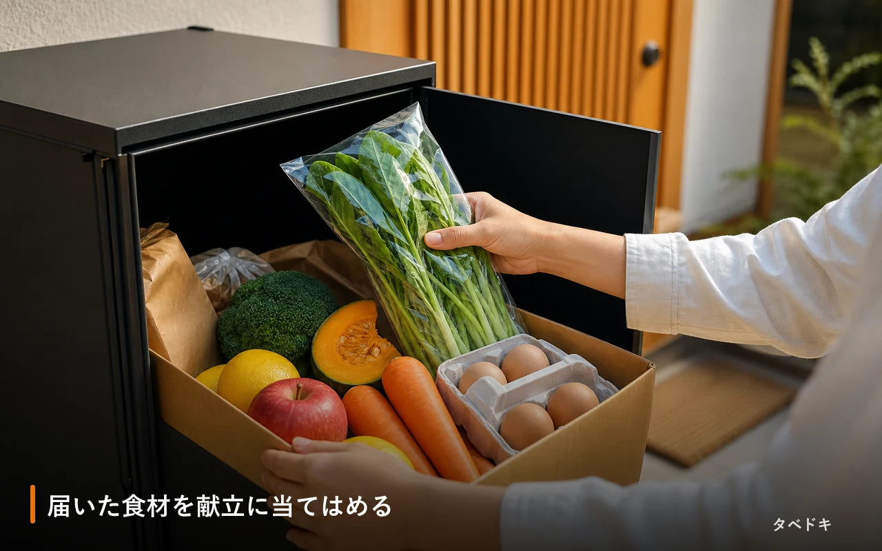 届いた食材を献立に当てはめる