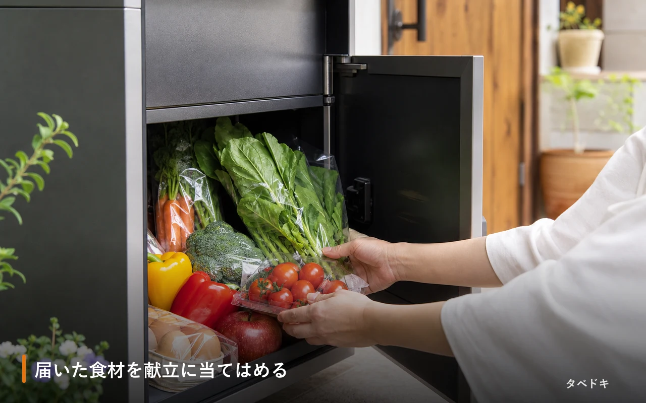 届いた食材を献立に当てはめる