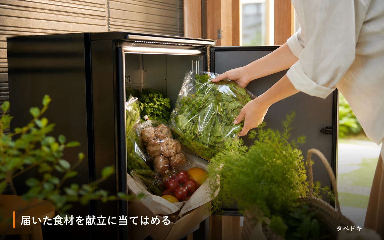 届いた食材を献立に当てはめる
