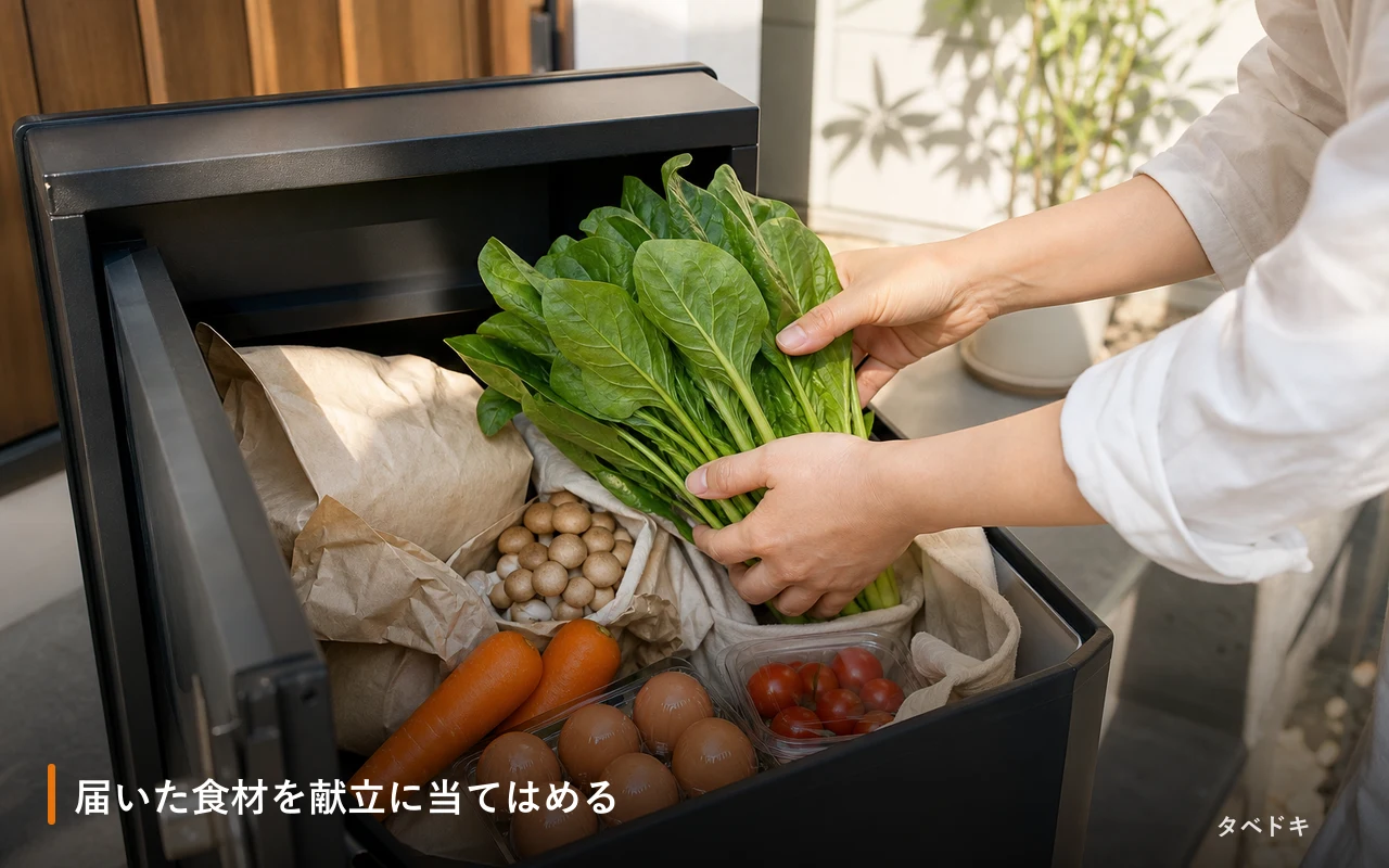 届いた食材を献立に当てはめる