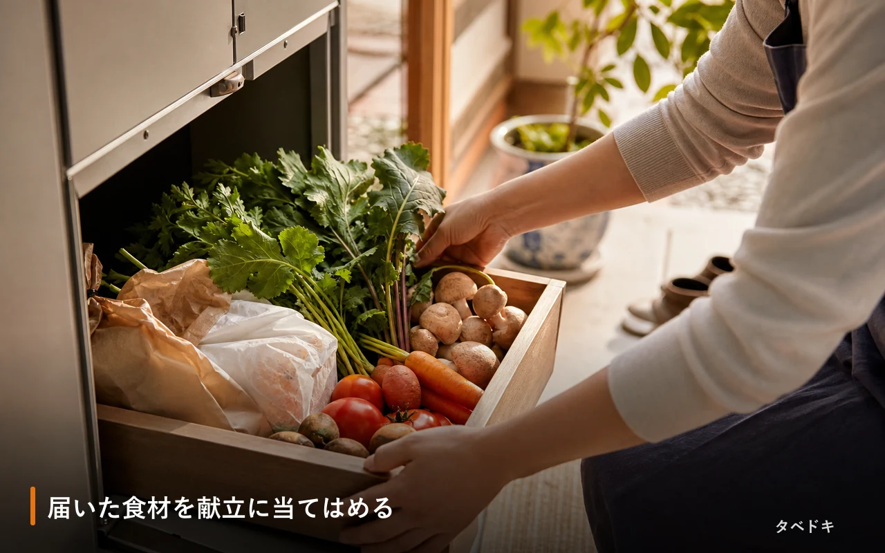 届いた食材を献立に当てはめる