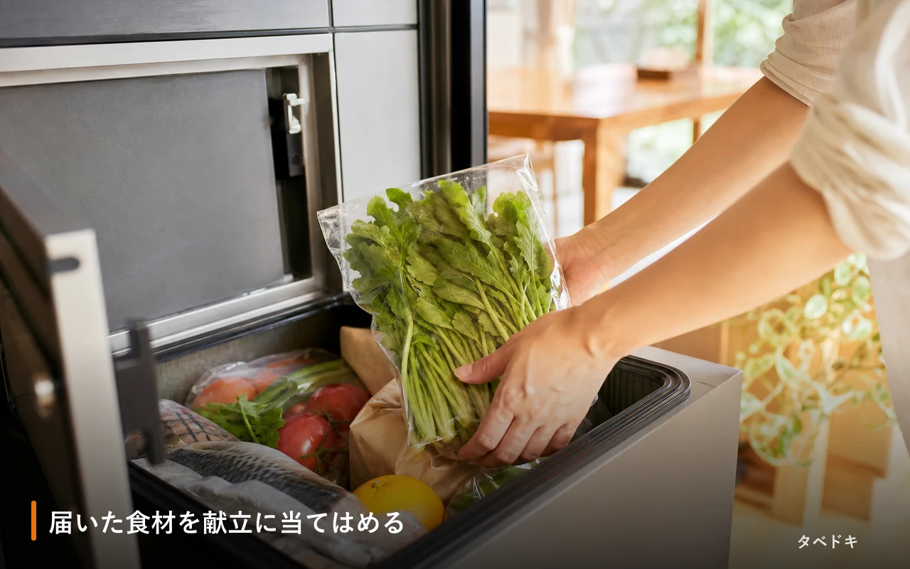 届いた食材を献立に当てはめる