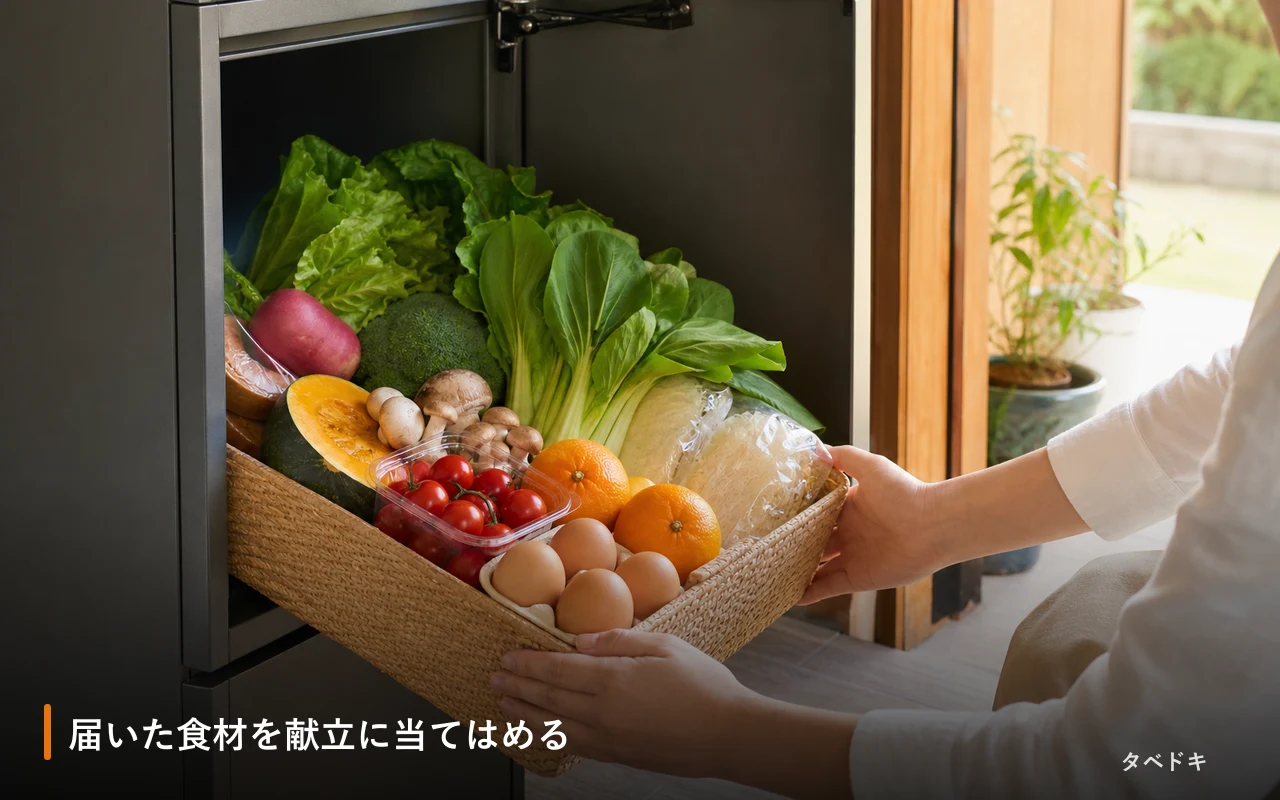 届いた食材を献立に当てはめる