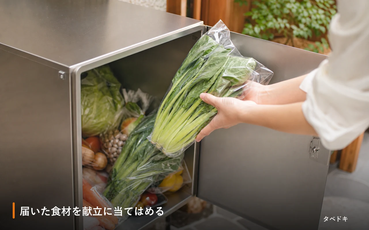 届いた食材を献立に当てはめる
