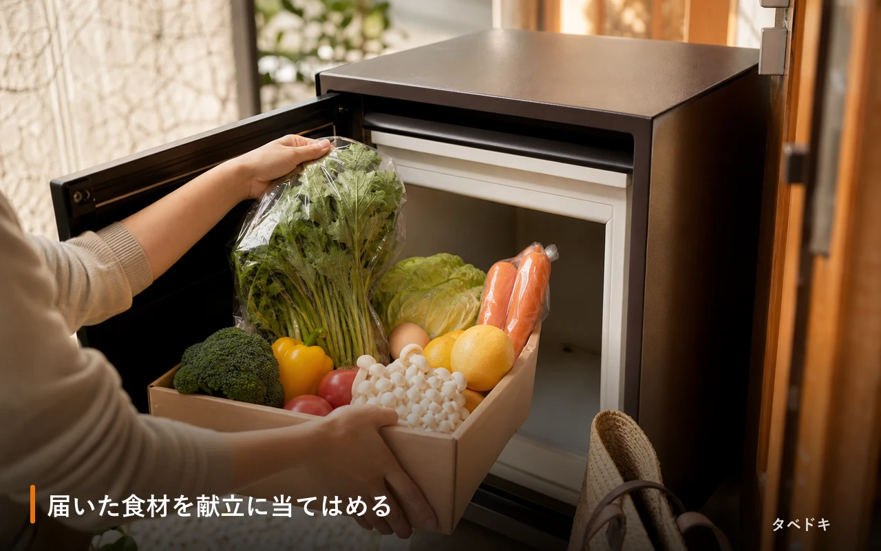 届いた食材を献立に当てはめる