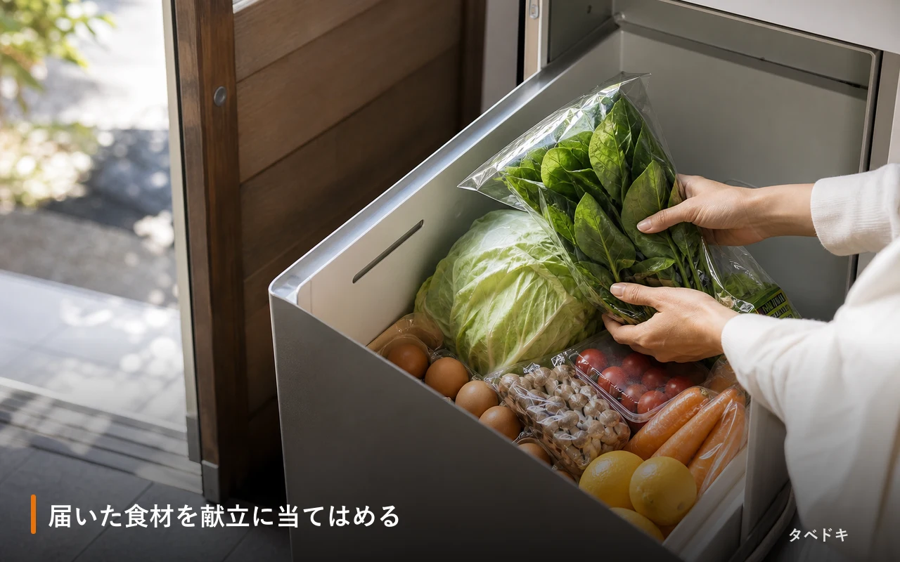 届いた食材を献立に当てはめる