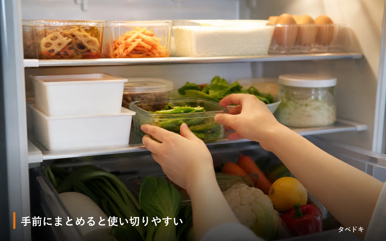 手前にまとめると使い切りやすい