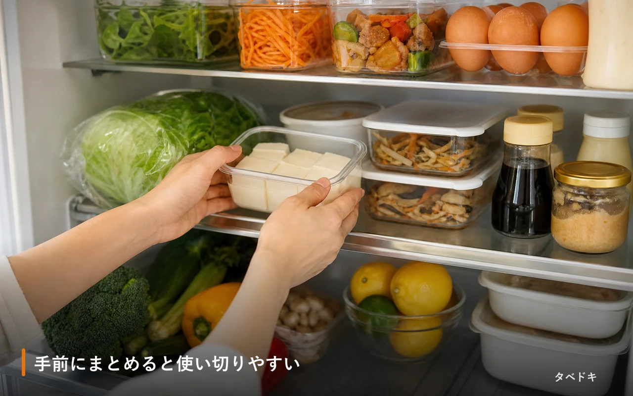 手前にまとめると使い切りやすい