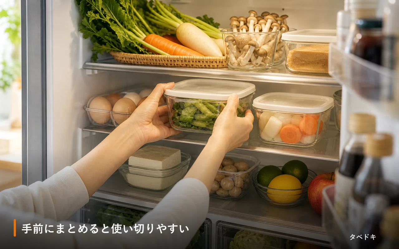 手前にまとめると使い切りやすい