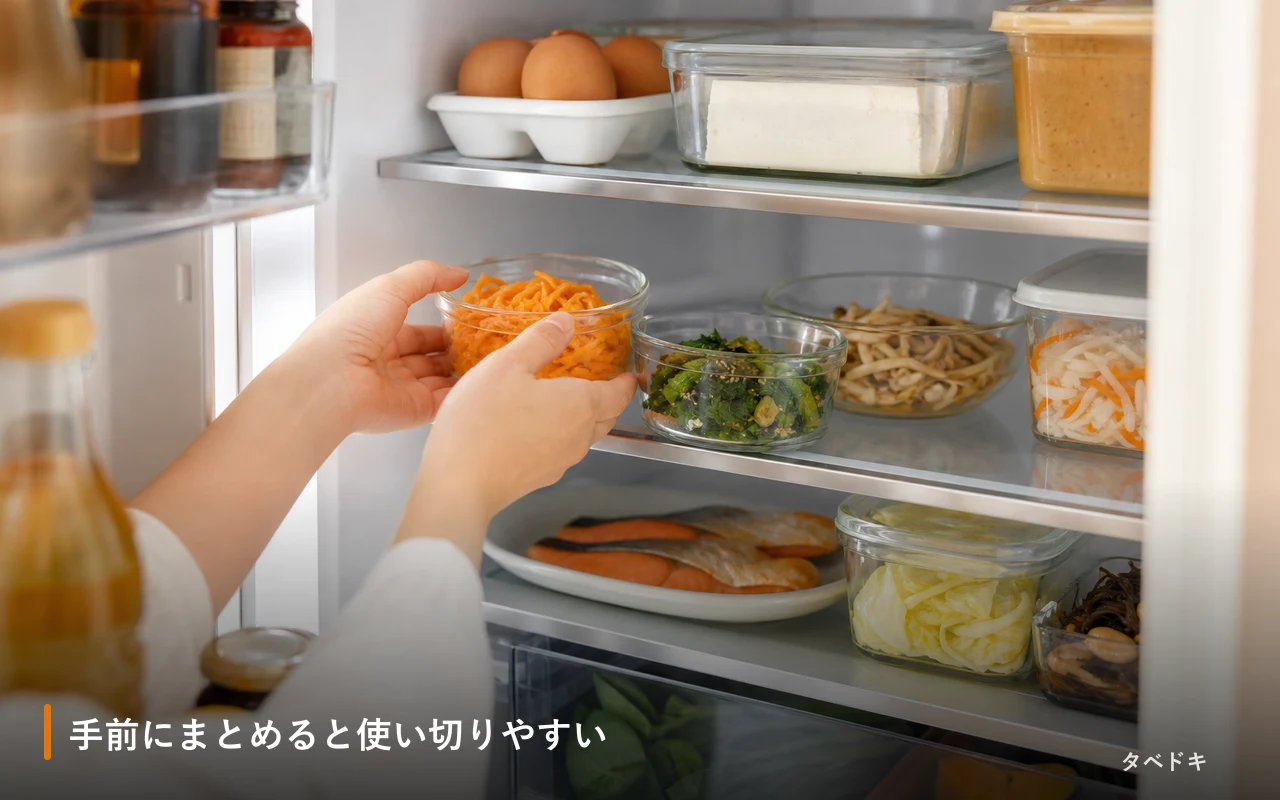 手前にまとめると使い切りやすい
