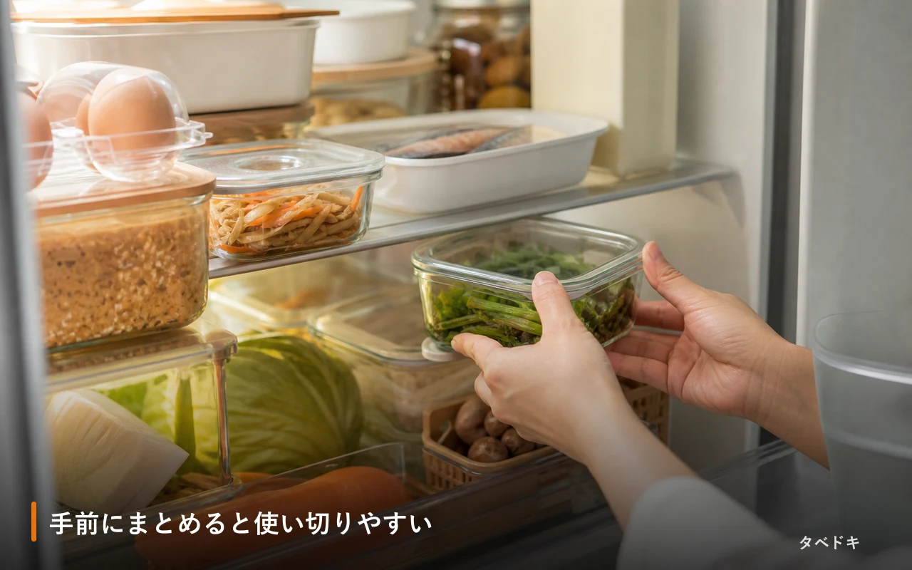 手前にまとめると使い切りやすい