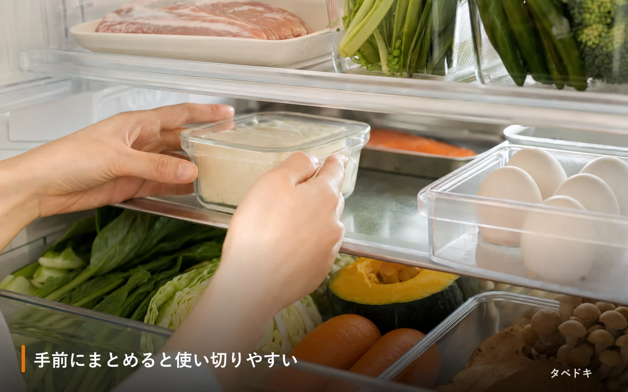 手前にまとめると使い切りやすい