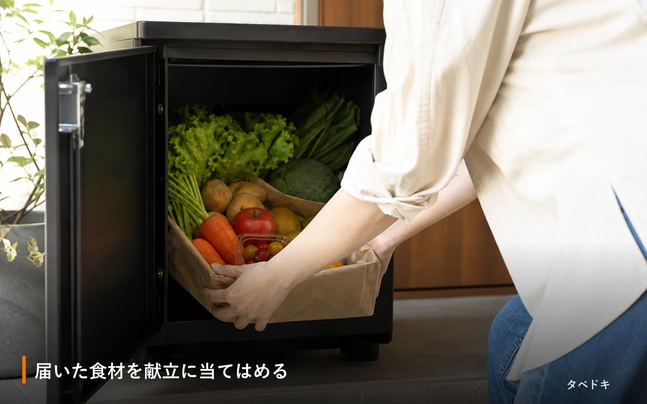 届いた食材を献立に当てはめる